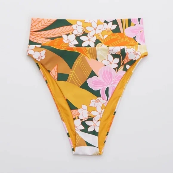 NWT Aerie High Cut Cheeky Tropical Bikini Bottoms - Picture 6 of 7